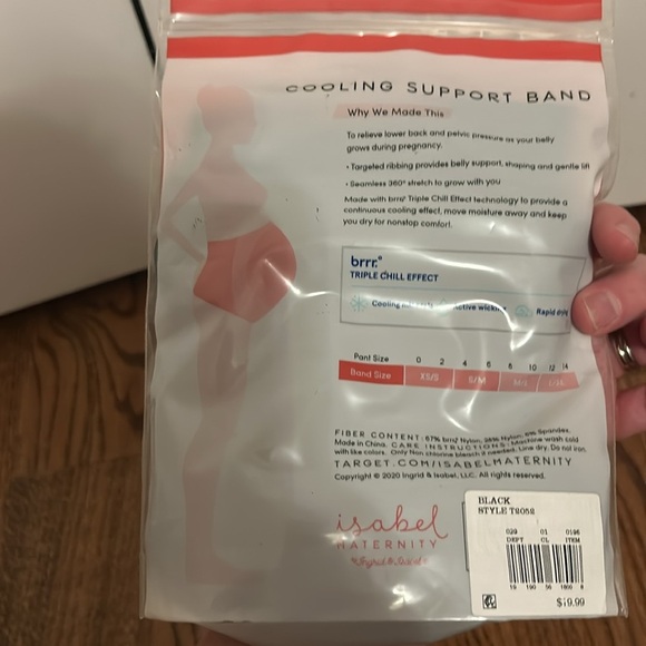 ISABEL MATERNITY WOMEN’S COOLING SUPPORT BAND SIZE: M/L COLOR: BLACK NWT - Picture 5 of 5